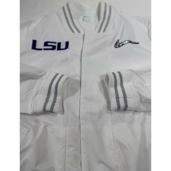 NIKE ON-FIELD x LSU TIGERS Sz LSideline Players Jacket Snap Front White Mens - Picture 4 of 16
